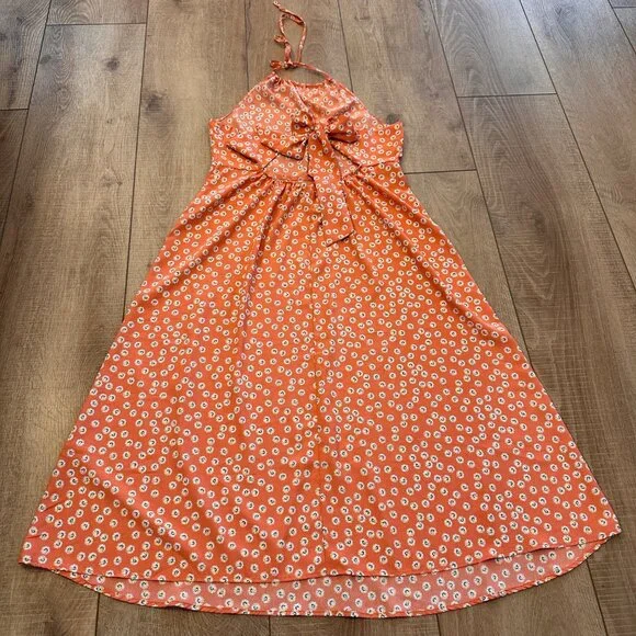 Lily Rose | Womens M High Neck Ditsy Floral Knee Length Dress Halter Cut Out - Picture 6 of 11